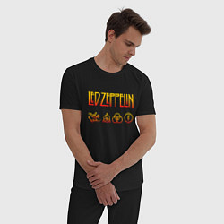 Пижама хлопковая мужская Led Zeppelin - logotype, цвет: черный — фото 2