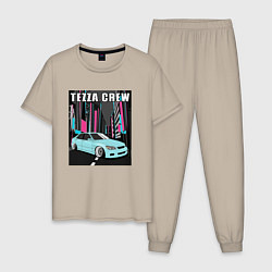 Пижама хлопковая мужская Toyota Altezza Tezza Crew, цвет: миндальный