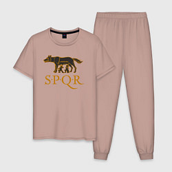 Пижама хлопковая мужская Капитолийская волчица SPQR, цвет: пыльно-розовый