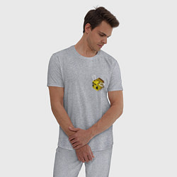 Пижама хлопковая мужская Пчела Майнкрафт, цвет: меланж — фото 2