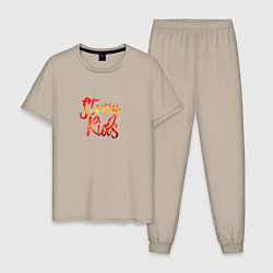 Пижама хлопковая мужская Circus Stray Kids, цвет: миндальный