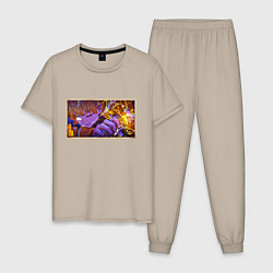 Пижама хлопковая мужская Зеницу бог грома - Клинок, цвет: миндальный