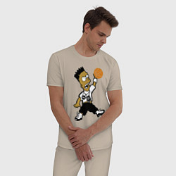 Пижама хлопковая мужская Bart Jordan Simpson, цвет: миндальный — фото 2