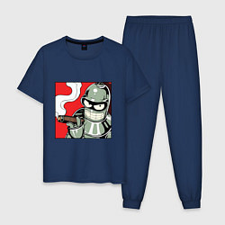 Пижама хлопковая мужская Smoke Bender, цвет: тёмно-синий