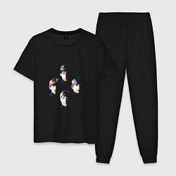 Пижама хлопковая мужская Группа Битлз, цвет: черный