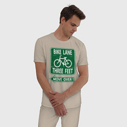 Пижама хлопковая мужская Велосипедная дорожка - подвинься, цвет: миндальный — фото 2