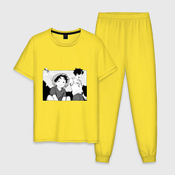 Пижама хлопковая мужская Луффи и Эйс, цвет: желтый