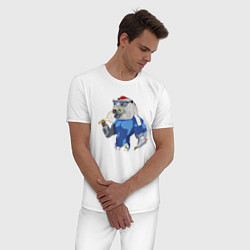 Пижама хлопковая мужская Зомби- мишка - большой теннис - halloween, цвет: белый — фото 2
