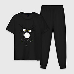 Пижама хлопковая мужская Сова и безумие, цвет: черный