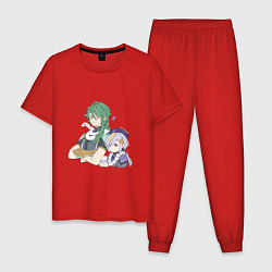 Пижама хлопковая мужская Бай Чжу и Ци Ци, цвет: красный