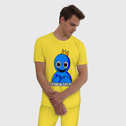 Пижама хлопковая мужская Синий с короной, цвет: желтый — фото 2