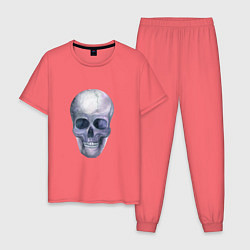 Пижама хлопковая мужская Большой череп, цвет: коралловый