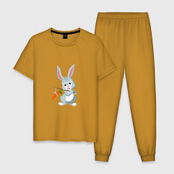 Пижама хлопковая мужская Зайка с морковкой, цвет: горчичный