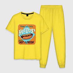 Пижама хлопковая мужская Hot Dogs - always hot & Fresh!, цвет: желтый