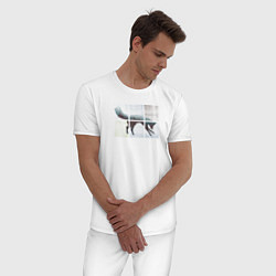 Пижама хлопковая мужская Лисичка в Квадратиках, цвет: белый — фото 2