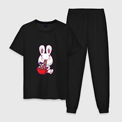 Пижама хлопковая мужская Eating Rabbit, цвет: черный