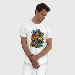 Пижама хлопковая мужская Граффити лицо и монстрики, цвет: белый — фото 2