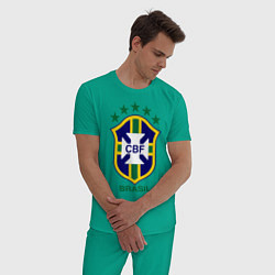 Пижама хлопковая мужская Brasil CBF, цвет: зеленый — фото 2
