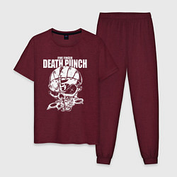 Пижама хлопковая мужская FFDP skull, цвет: меланж-бордовый