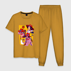 Пижама хлопковая мужская Эйс во всей красе - Ван Пис, цвет: горчичный