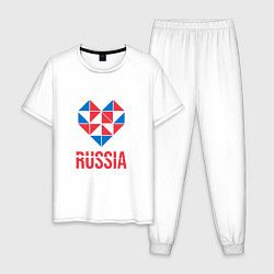 Пижама хлопковая мужская Россия в моём сердце, цвет: белый