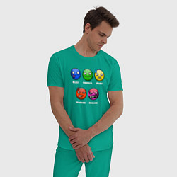 Пижама хлопковая мужская Geometry Dash - different demons, цвет: зеленый — фото 2