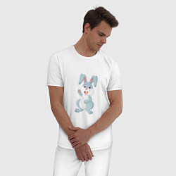 Пижама хлопковая мужская Привет от кролика, цвет: белый — фото 2