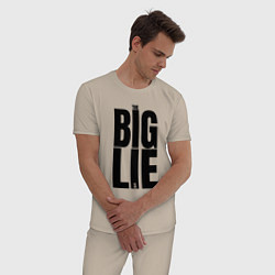 Пижама хлопковая мужская Большая маленькая ложь логотип, цвет: миндальный — фото 2
