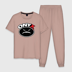 Пижама хлопковая мужская Onyx - black logo, цвет: пыльно-розовый