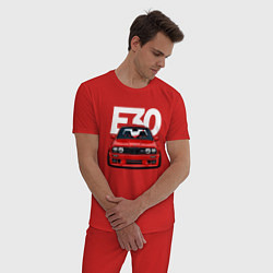 Пижама хлопковая мужская BMW E30, цвет: красный — фото 2