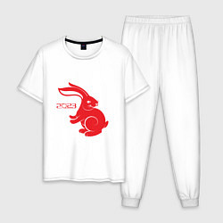 Пижама хлопковая мужская Кролик 2023, цвет: белый