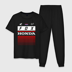 Пижама хлопковая мужская Honda racing, цвет: черный