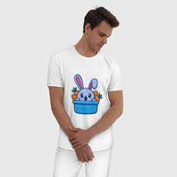 Пижама хлопковая мужская Вкусный кролик, цвет: белый — фото 2