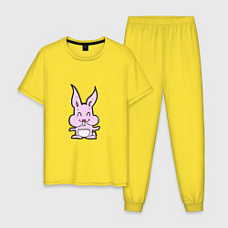 Пижама хлопковая мужская Rabbit Smile, цвет: желтый
