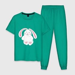 Пижама хлопковая мужская Милый зайчик, цвет: зеленый