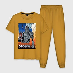 Пижама хлопковая мужская Mass Effect N7 - Warrior, цвет: горчичный