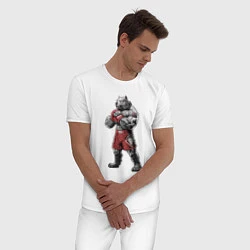 Пижама хлопковая мужская Питбуль - Смешанные единоборства - MMA, цвет: белый — фото 2