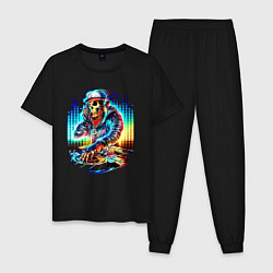 Пижама хлопковая мужская Cool DJ - skull, цвет: черный