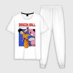 Пижама хлопковая мужская Dragon Ball - Сон Гоку - Удар, цвет: белый