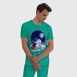 Пижама хлопковая мужская Аниме Игра друзей, цвет: зеленый — фото 2