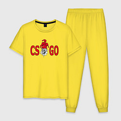 Пижама хлопковая мужская Контрал Страйк и череп, цвет: желтый