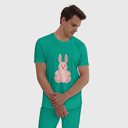 Пижама хлопковая мужская Розовый зайчонок, цвет: зеленый — фото 2