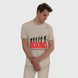 Пижама хлопковая мужская Boxing evolution, цвет: миндальный — фото 2