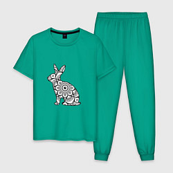 Пижама хлопковая мужская Узорный кролик, цвет: зеленый