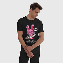 Пижама хлопковая мужская Следуй за кроликом, кролик зомби, цвет: черный — фото 2