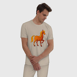 Пижама хлопковая мужская Добрый конь, цвет: миндальный — фото 2