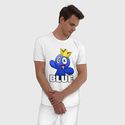 Пижама хлопковая мужская Радужные друзья веселый Синий, цвет: белый — фото 2