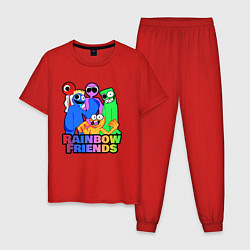 Пижама хлопковая мужская Радужные друзья персонажи игры, цвет: красный
