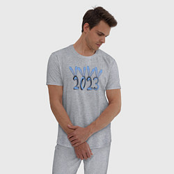 Пижама хлопковая мужская 2023 год с ушами, цвет: меланж — фото 2