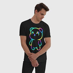 Пижама хлопковая мужская Cool neon bear, цвет: черный — фото 2